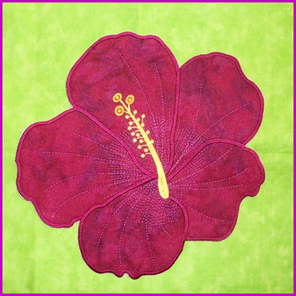 Hibiscus Applique Machine Embroidery Design