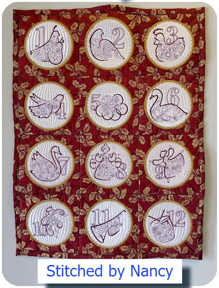 12 days of Christmas wall hanging by Nancy 1306