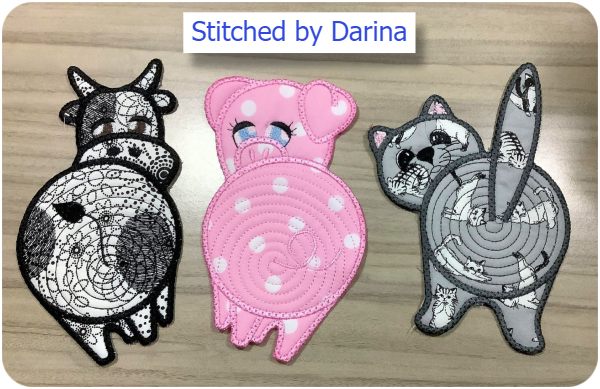Cheeky Coasters stitched by Darina