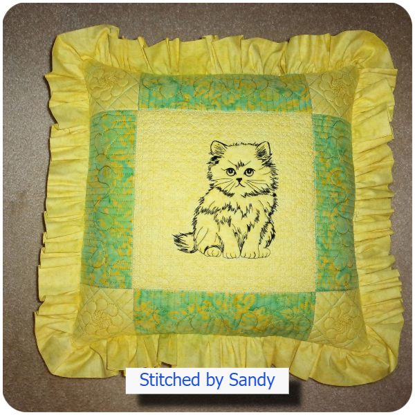 Cute Kitten Trapunto Cushion by Sandy