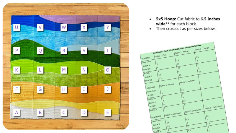 Cutting Guide example for Landscape Quilt