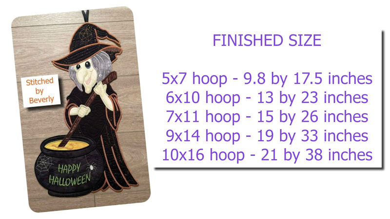 Finished size - Large Applique Witch by Kreative Kiwi