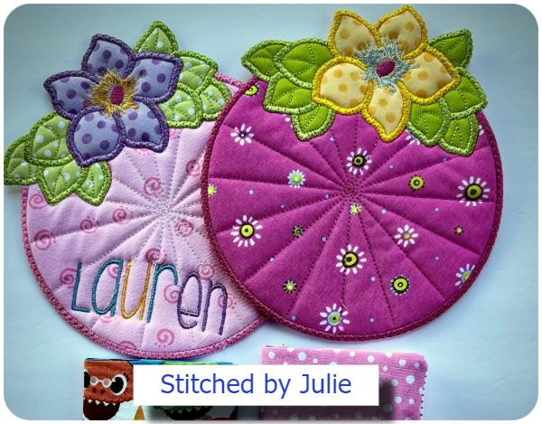 Free Flower Circle Coaster by Julie