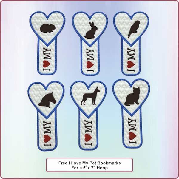 Free I love my Pets Bookmark by Kays Cutz-600