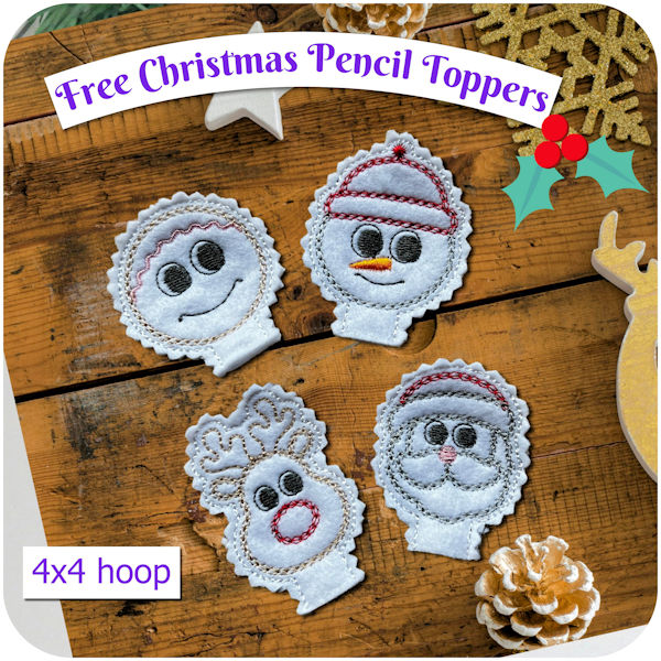 Free In the hoop Christmas Pencil Toppers by Kreative Kiwi - 600