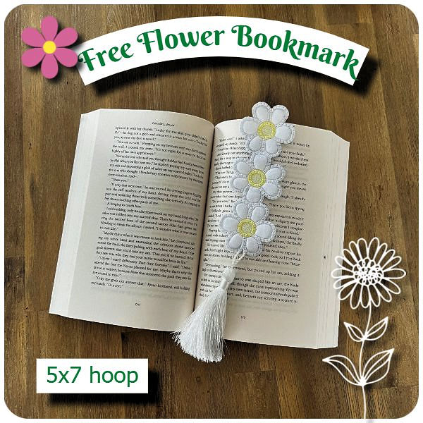 Free In the hoop Flower Bookmark by Kreative Kiwi - 600