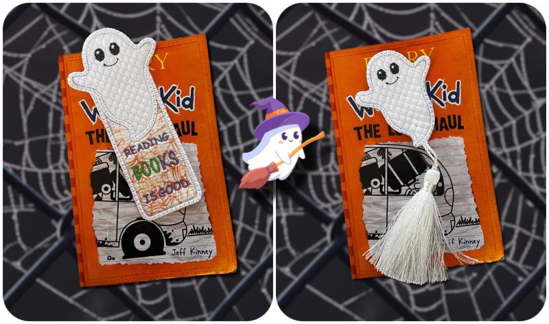 Free In the hoop Halloween Ghost Bookmark by Kreative Kiwi - 800W