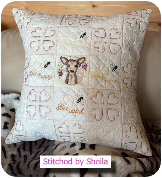Free Trapunto Hearts Cushion by Sheila