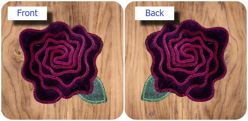 Front and back of Free Swirly Rose Coaster by Kreative Kiwi - 800