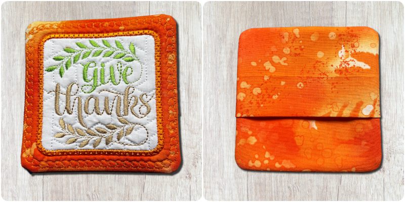 Front and back of free give thanks coaster by Kreative Kiwi - 800