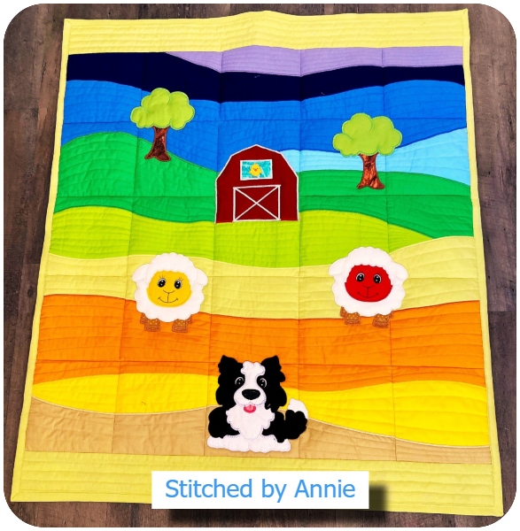Landscape Quilt with Farm Animals by Annie