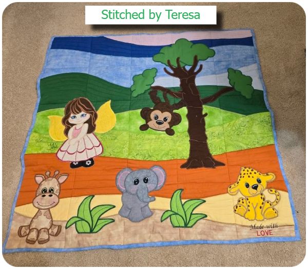 Landscape Quilt with Jungle Animals by Teresa