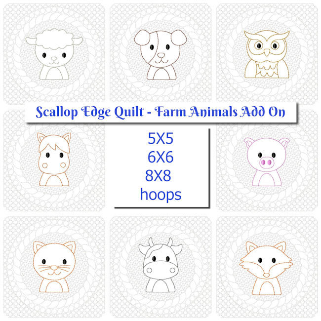 Scallop Edge Quilt - Farm Animals Add On by Kreative Kiwi - 650