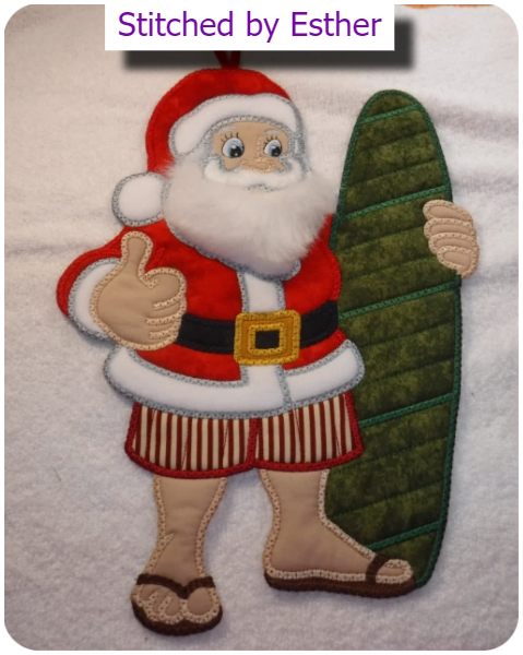 Surfing Santa by Esther