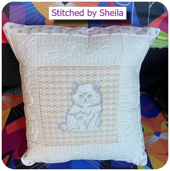 Trapunto Kitten Cushion by Shelia