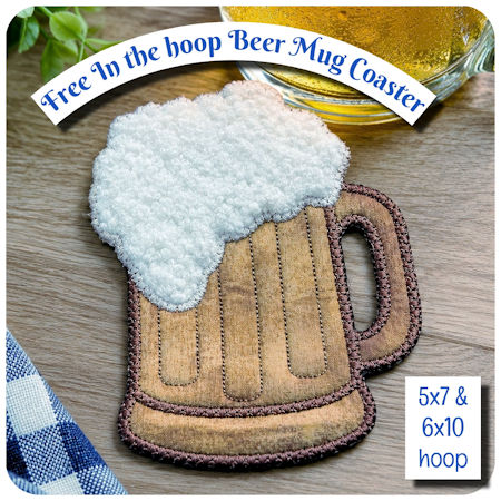 Free In the hoop Beer Mug Coaster