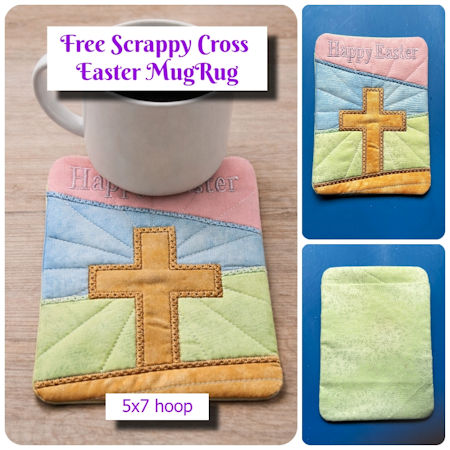 Free Scrappy Cross Easter Mug Rug