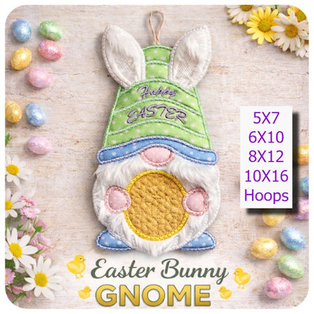 Large Applique Easter Bunny Gnome