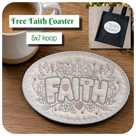Free In the hoop Faith Coaster