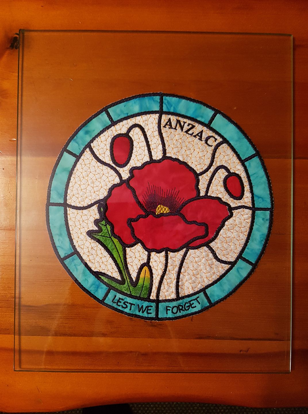 Stained Glass Collection - Poppy Large Applique Machine Embroidery Design