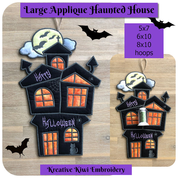 Large Applique Haunted House by Kreative Kiwi - 600e