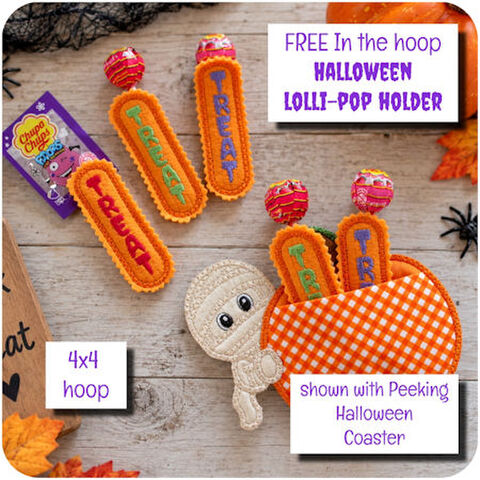 Free In the hoop Halloween Lollipop Holder