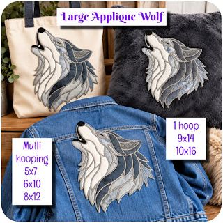 Large Applique Wolf