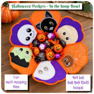 In the hoop Peeking Halloween Fabric Bowl